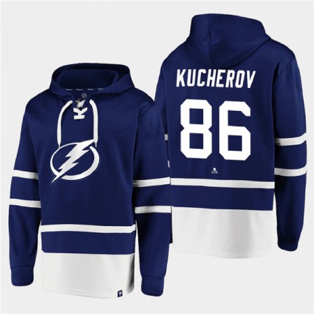 Men's Tampa Bay Lightning #86 Nikita Kucherov Blue All Stitched Sweatshirt Hoodie