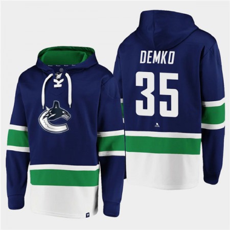 Men's Vancouver Canucks #35 Thatcher Demko Blue All Stitched Sweatshirt Hoodie