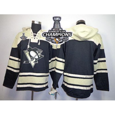 Penguins Blank Black Sawyer Hooded Sweatshirt 2016 Stanley Cup Champions Stitched NHL Jersey