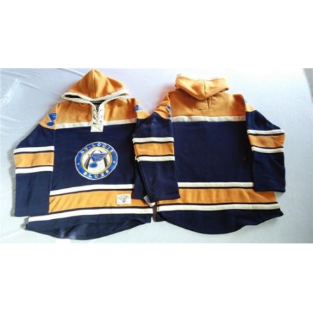 Blues Blank Navy Blue/Gold Sawyer Hooded Sweatshirt Stitched NHL Jersey