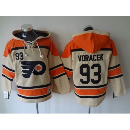 Flyers #93 Jakub Voracek Cream Sawyer Hooded Sweatshirt Stitched NHL Jersey