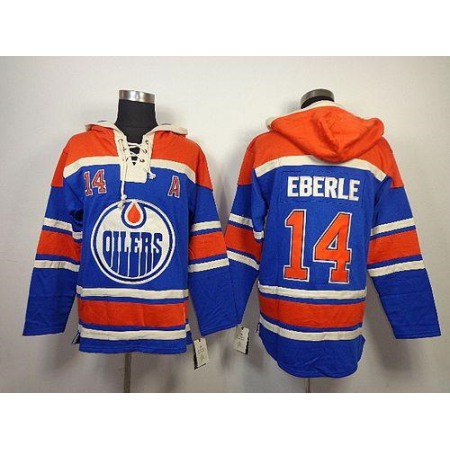 Oilers #14 Jordan Eberle Light Blue Sawyer Hooded Sweatshirt Stitched NHL Jersey