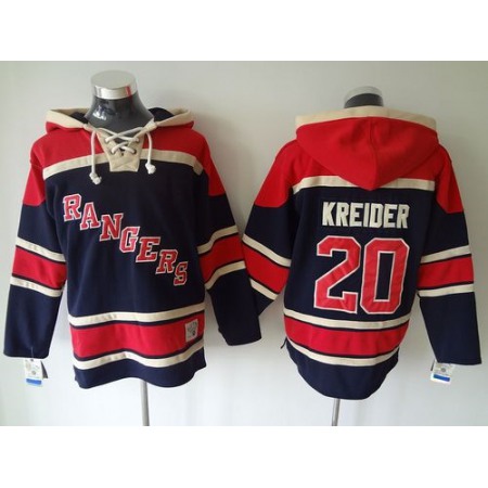 Rangers #20 Chris Kreider Blue Sawyer Hooded Sweatshirt Stitched NHL Jersey